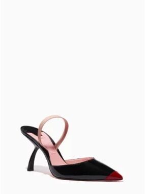 Piferi Women’s Black Patent Slingback Heels with Red Toe
